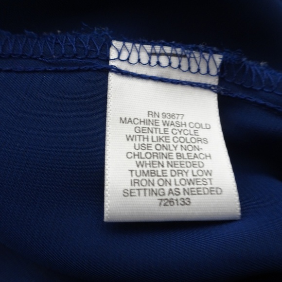 Royal Blue Front Button Long Sleeve Blouse Size M - Picture 8 of 8